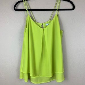 • Norah • Neon Yellow Split Front Tank Blouse